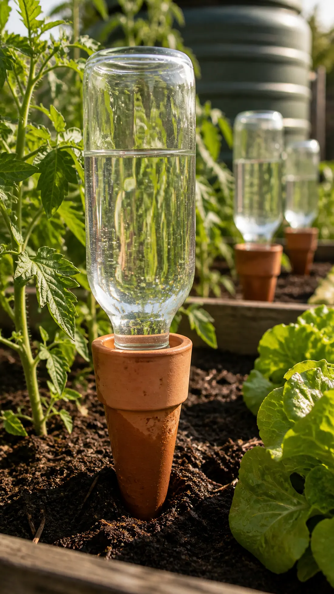 Estacas de riego que proporcionan hidratación constante a las plantas