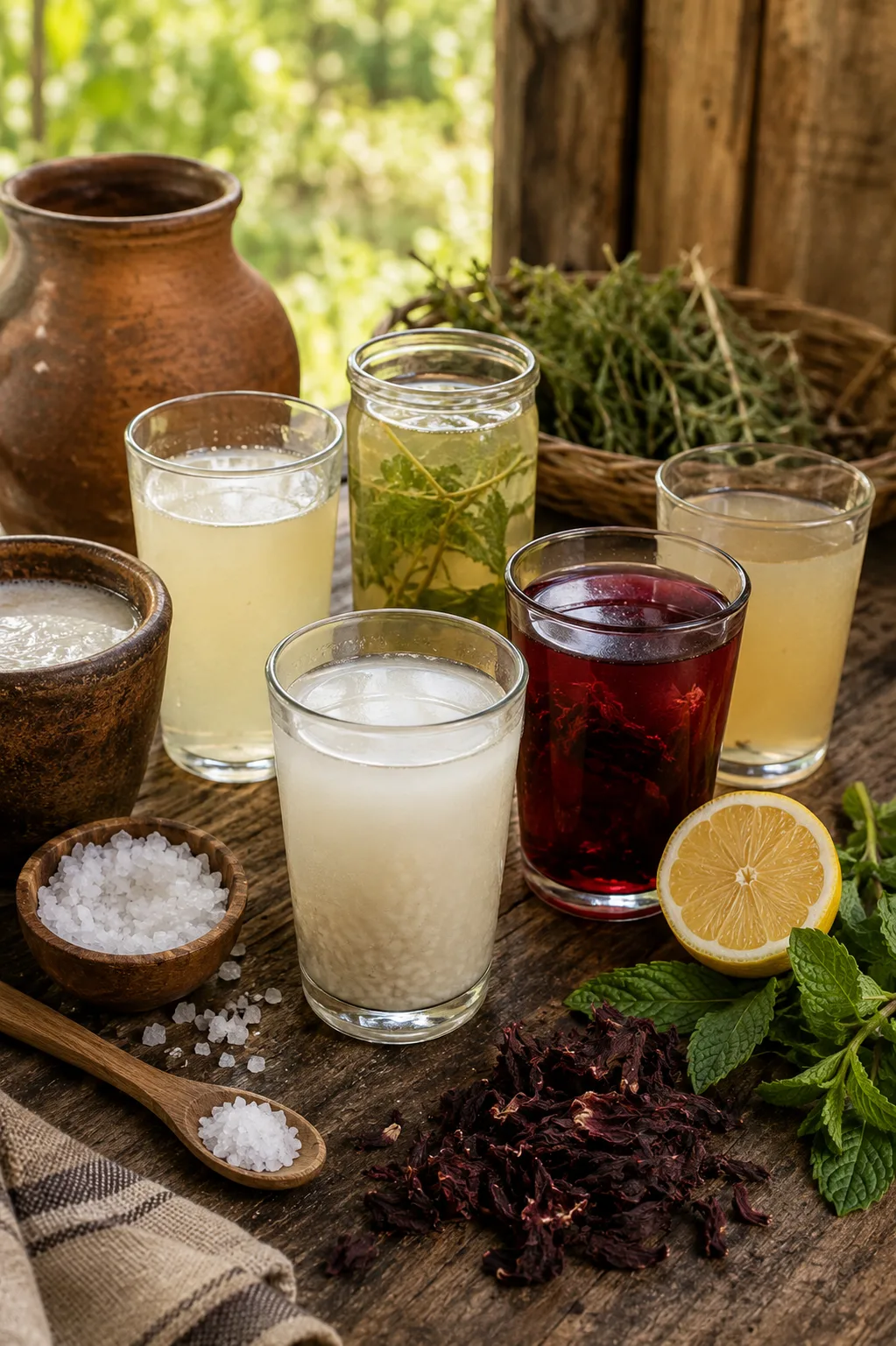Bebidas de hidratación caseras con electrolitos para emergencias