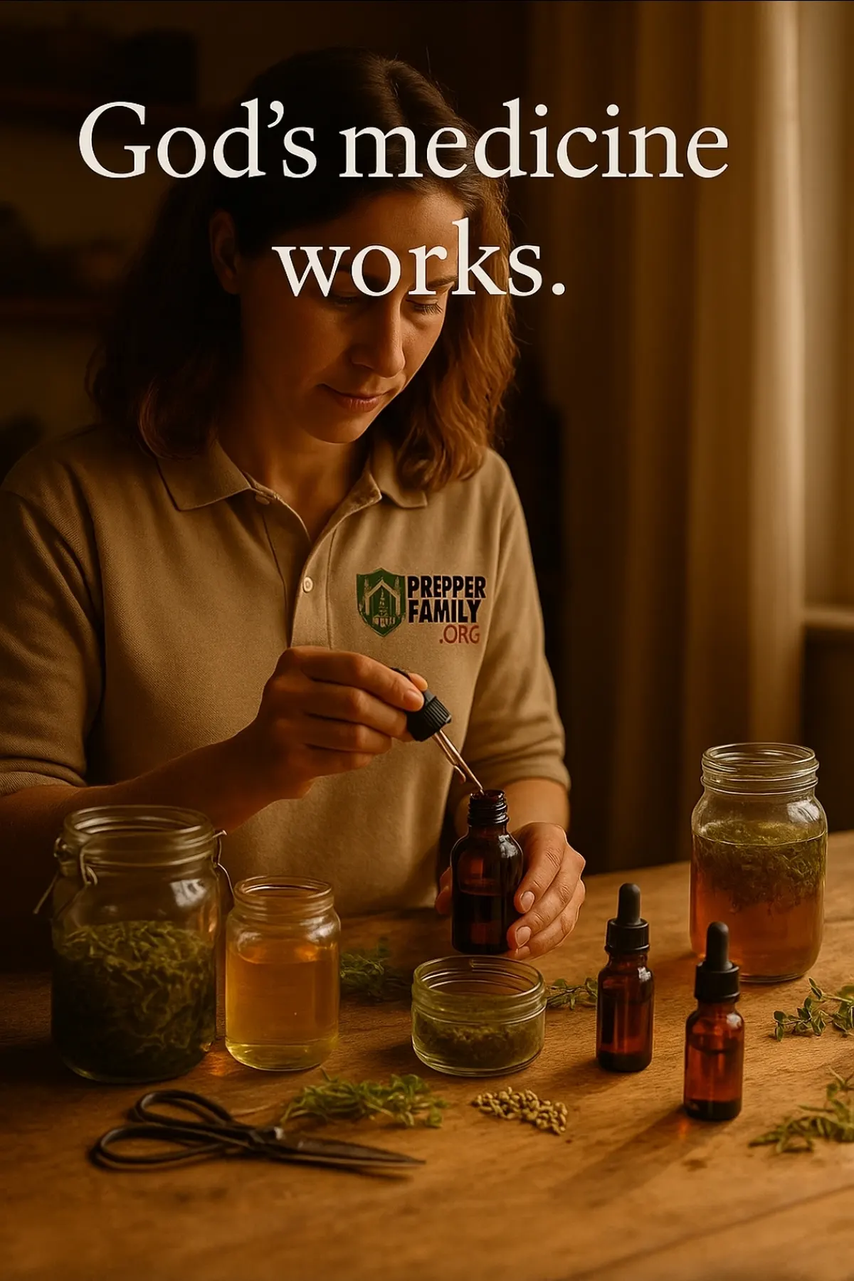 Herbal tinctures prepared in glass jars for natural remedies